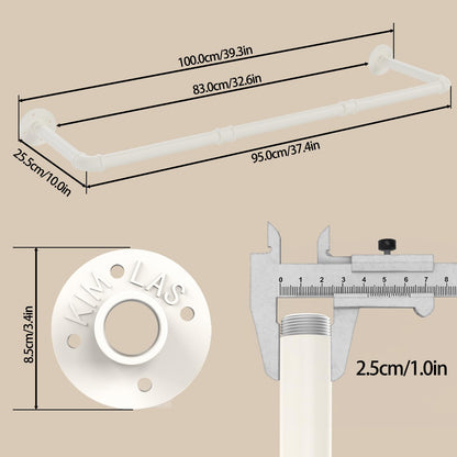 YheenLf 100cm Industrial Pipe Clothes Rail, Hanging Rod, White, 2 Pack