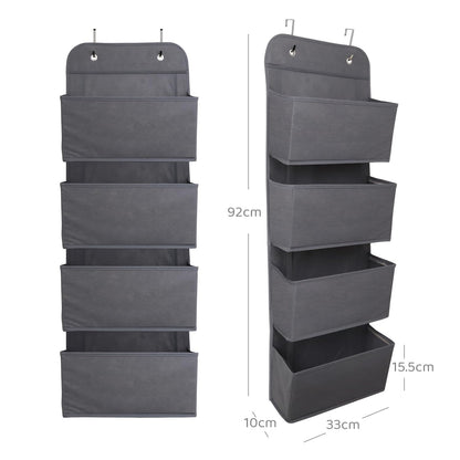 ManGotree 4 Pockets Over Door Storage Organiser Space Saving Dark Grey