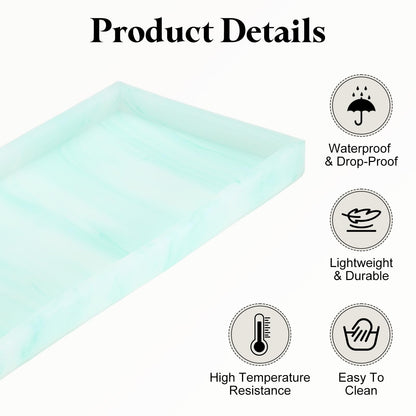 sourcing map 2Pcs Bathroom Vanity Tray, 11.8" x 5" Silicone Soap Dispenser Trays, Shatterproof Kitchen Sink Organizer for Soaps Keys Candle Trinket