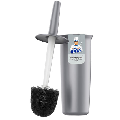 MR.SIGA Toilet Bowl Brush and Holder for Bathroom, grey, 1 Pack
