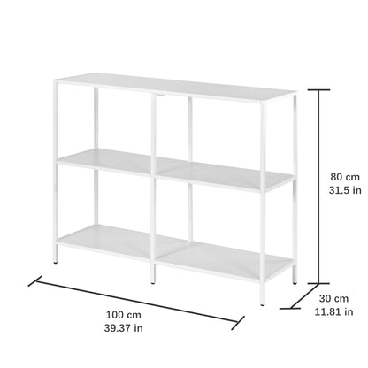 HDANI 100cm Metal Console Table with 3 Tier Strage Shelves,Narrow Entryway Table,Modern Sofa Tables for Entryway, Living Room,Bedroom,White