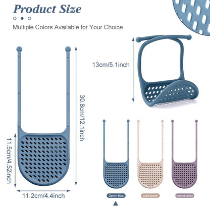 WALLFID Pack of 2 Silicone Sponge Holder for Kitchen Sink, Adjustable Suction Cup Sponge Caddy for Sponges, Scrubbers, Soap, Kitchen, Bathroom