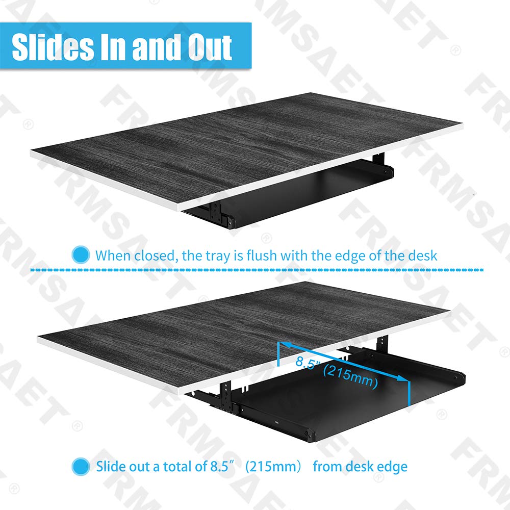FRMSAET All-Metal 53cm/ 60cm/ 76cm Slide Out Drawer Platform(60 cm, Black)
