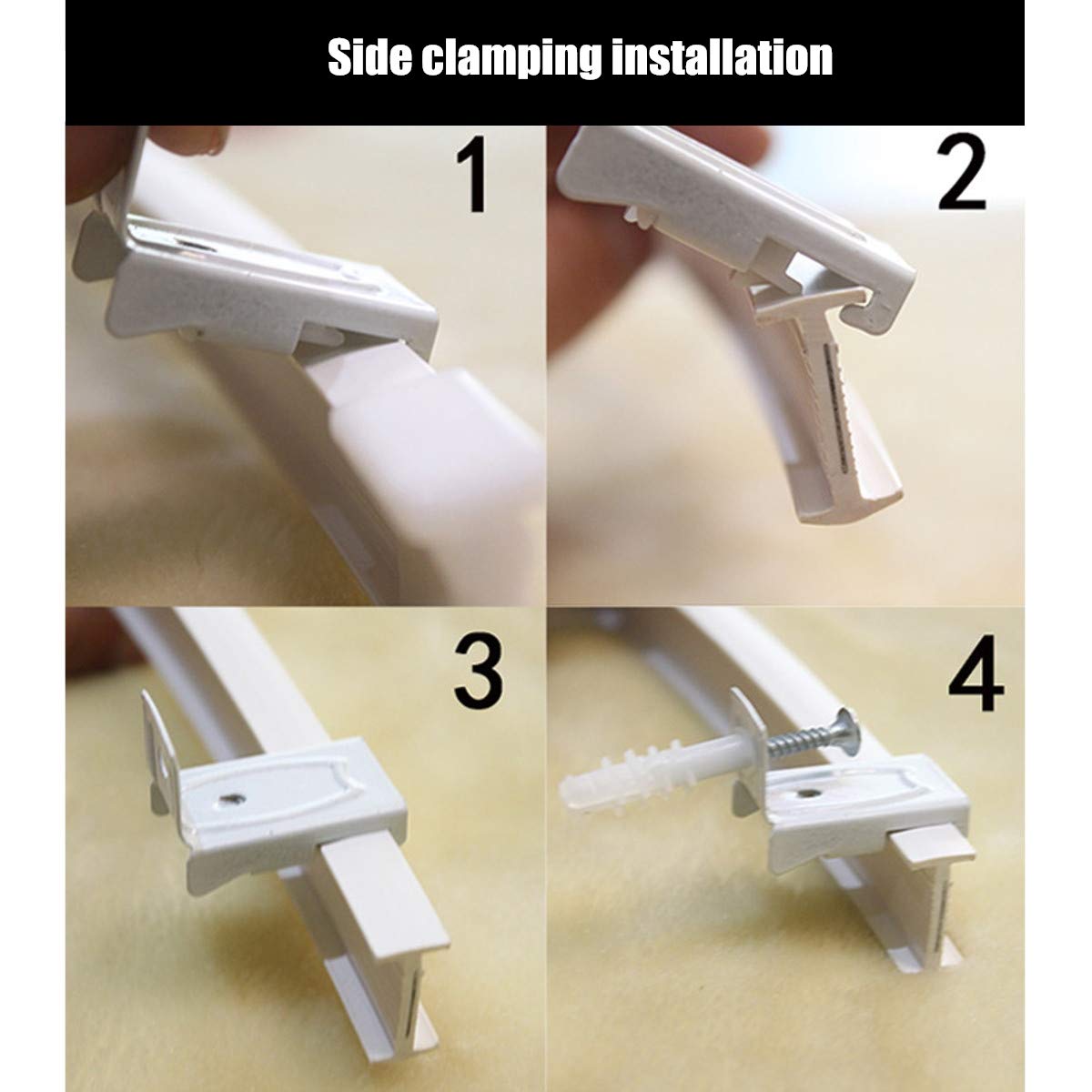 TOPWA 4 meter Flexible Plastic Pvc Curtain Track Runner Rail Wall Ceiling Mounted Fixing Hooks Shower Curtains Room Divider With Instruction Mounting