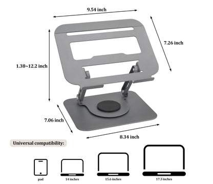Fit4Less Laptop Stand Ergonomic Design, Adjustable Angel and Height, Foldable fits for laptops, notebooks up to 17.3 Inch (Grey)