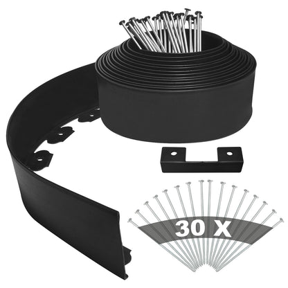 YEEBECA Lawn Edging Kit, 4 Inch High Flexible Lawn Edging Border Kit For Lawn Trimming With 30 Steel Anchors, 33 Ft Long In Black