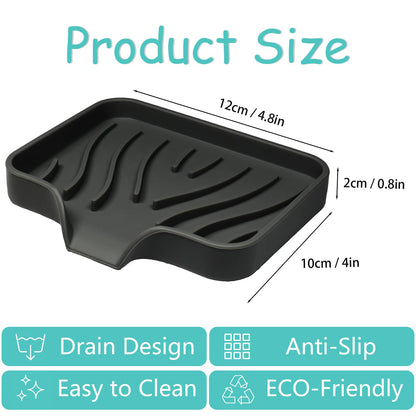YoHyien 2 Pcs Silicone Soap Dish with Drainage, Anti-Slip Soap Holder, Self Draining Soap Tray for Shower, Bathroom & Kitchen
