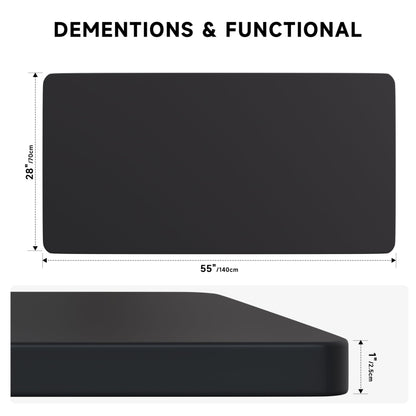 BIZUM Table Top 140 x 70 cm Desk Top Desktop for Height Adjustable Electric Standing Desk, Dining Tables and More DIY - 25 mm Sturdy Durable (Black)