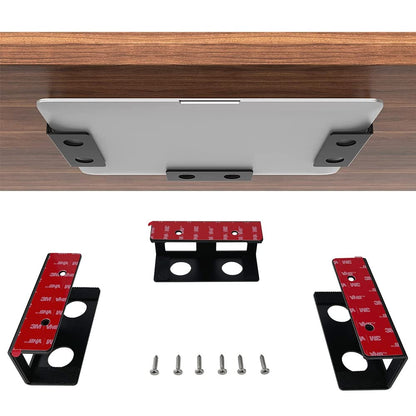 JEMACHE Under Desk Laptop Mount with Adhesive, Hard Aluminum Under Table Desk Holder for Laptop, Mac Mini, MacBook