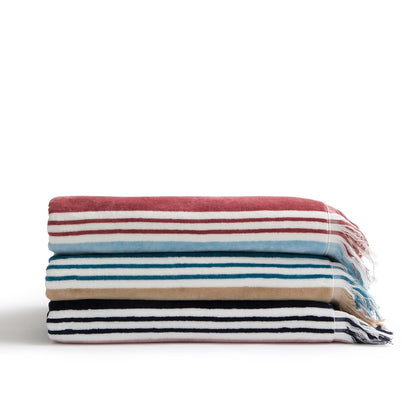Christy College Beach Towel | 500 GSM | Sand Free | 100% Cotton | Yarn-dyed striped beach towel | Quick Dry Towelling Rear | 100cm x 180cm | Navy Blue