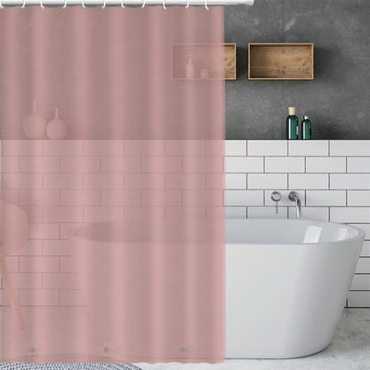 ECO Shower Curtain - Solid Semipink PEVA Waterproof Heavy Duty Bathroom Curtains with 3 Magnets, 12 Plastic Hooks - Quick-Drying & Washable