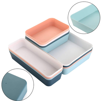 Suwimut 12 Pieces Plastic Drawer Organizer Set, 3 Size Desk Drawer Organizer Divider Trays for Makeup, Jewelry, Utensils, Gadgets