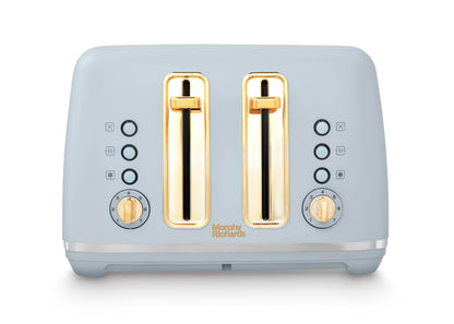 Morphy Richards Accents 4 Slice Toaster, Soft Gold Collection, Variable Browning, Removable Crumb Tray, Cord Storage, Non-slip, 2200W, Ocean Grey,