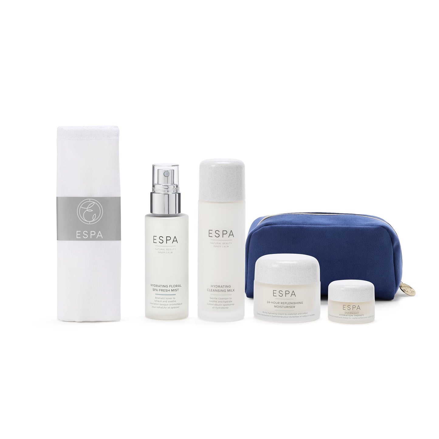 ESPA Winter Hydration Collection | 4 Step Spa Skincare Gift Set with Rose & Chamomile for Dehydrated Skin | Cleansing Milk, Floral Mist, Moisturiser,
