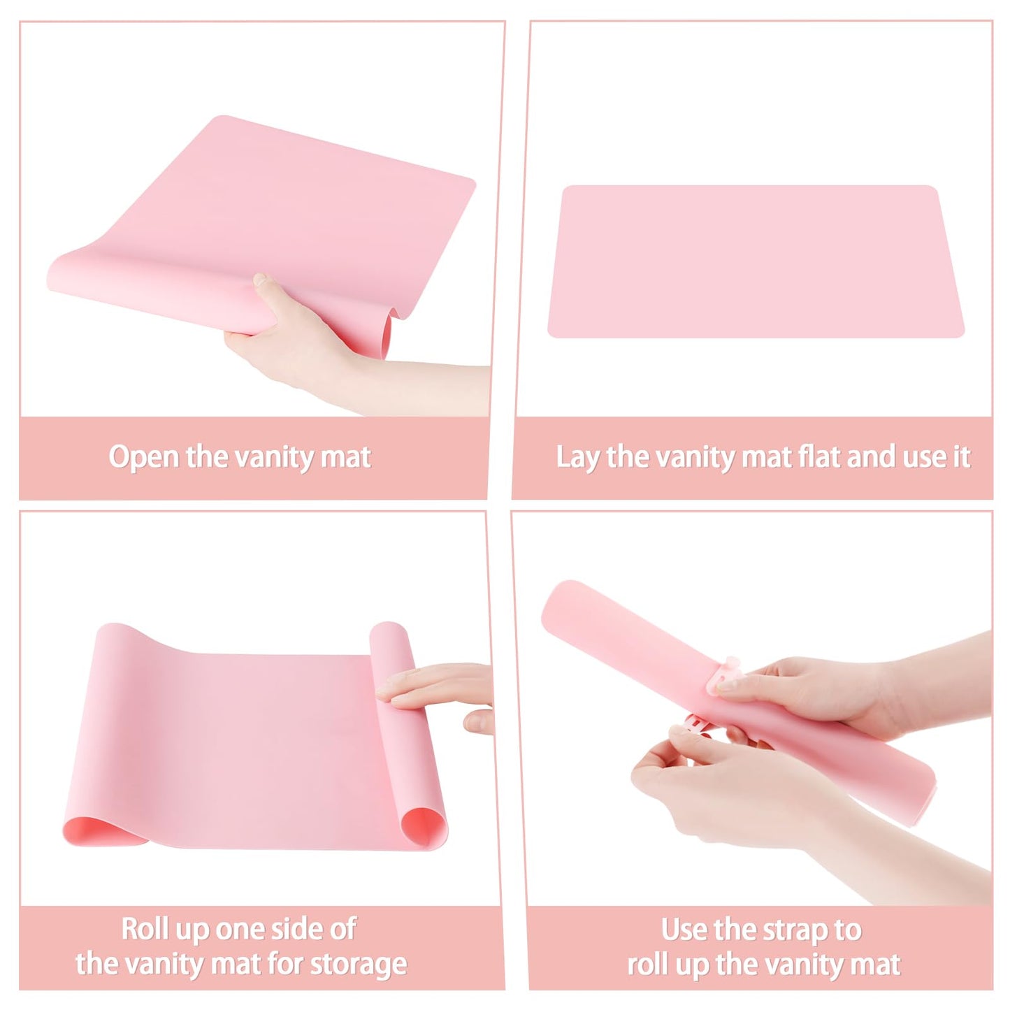 Silicone Dressing Table Mat Protector for Makeup, 40x30cm, Sakura Pink