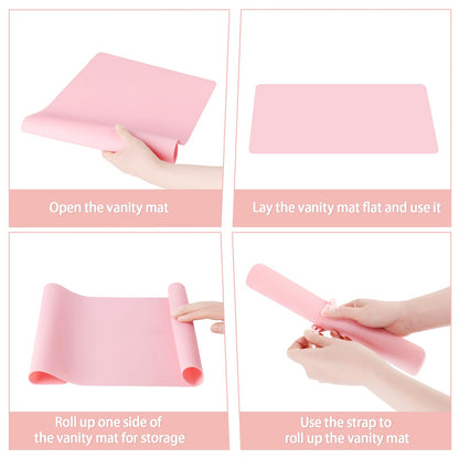 Silicone Dressing Table Mat Protector for Makeup, 40x30cm, Sakura Pink