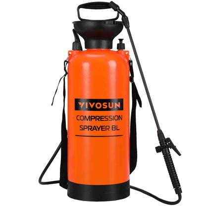 VIVOSUN 8L Pump Pressure Sprayer, Pressurized Lawn & Garden Water Spray Bottle with Adjustable Shoulder Strap, Pressure Relief Valve, for Spraying