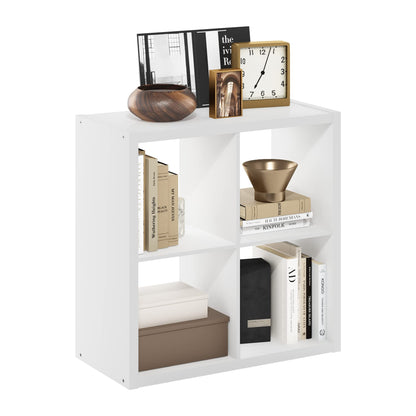 Furinno CUBICLE Book Shelf, 4-Cube Bookself, Thick Frame Bookcase with Reversible Open Back, 14.6 x 30 x 30, for Living Room, Bedroom, Home Office