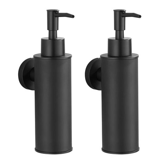 BGL Wall-Mounted Soap Dispensers 2 Pack, 304 Stainless Steel Round Liquid Dispenser for Kitchen & Bathroom, Black