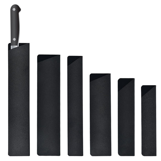 6 Pieces of ABS Flocking Knife Sets, Rectangular Blade Guards, Scabbard Sets, 6 Kind Sizes of Blade Protectors, Portable Kitchen Tools (Black)
