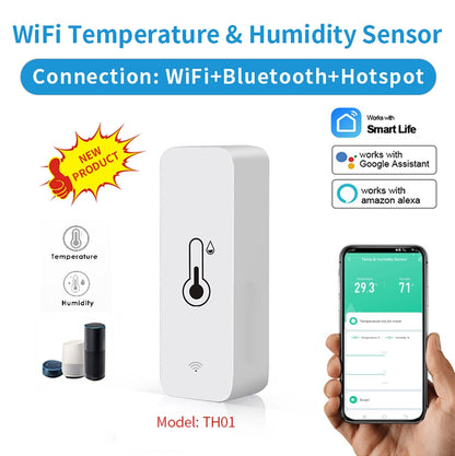 WiFi Humidity Temperature Monitor: Smart Hygrometer Thermometer for Remote Monitor and Alert, High Precision Indoor Thermometer with TUYA App, No Hub