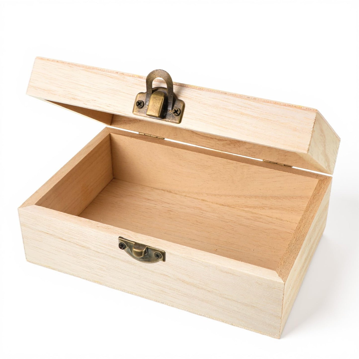 Unpainted Wooden Box with Hinged Lid, 5.9"X3.93"X2.4" Small Decorative Box