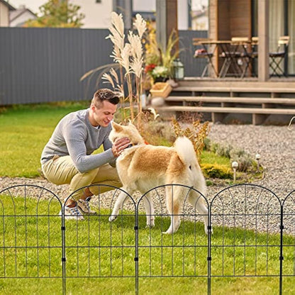 Decorative Garden Fence 10Pack, Metal Rustproof Iron Landscape Wire Folding Fencing Ornamental Panel, Outdoor Rustproof Fence Panel Animal Barrier Flower Bed Border for Patio Backyard (60CM X 330CM)