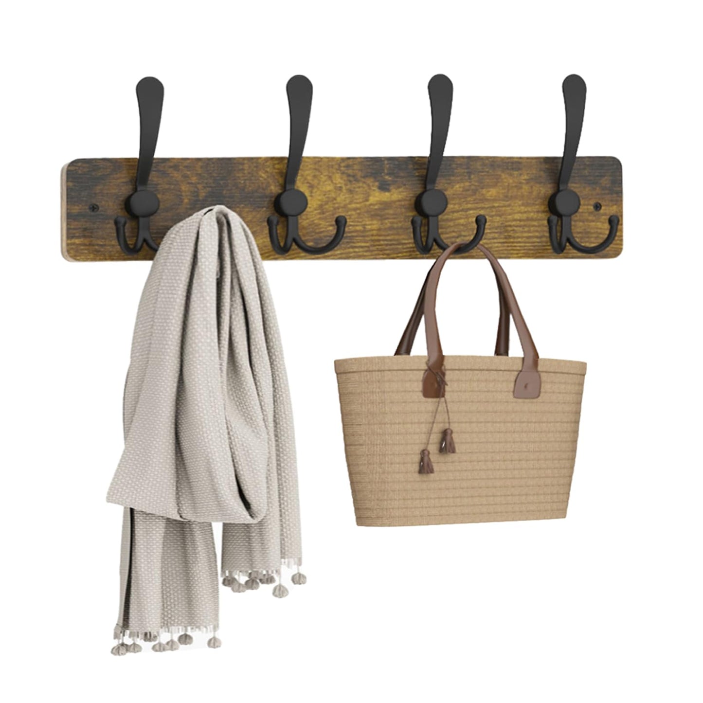 YMYNY Coat Hooks Wall Mounted, Rustic Brown HWS005H