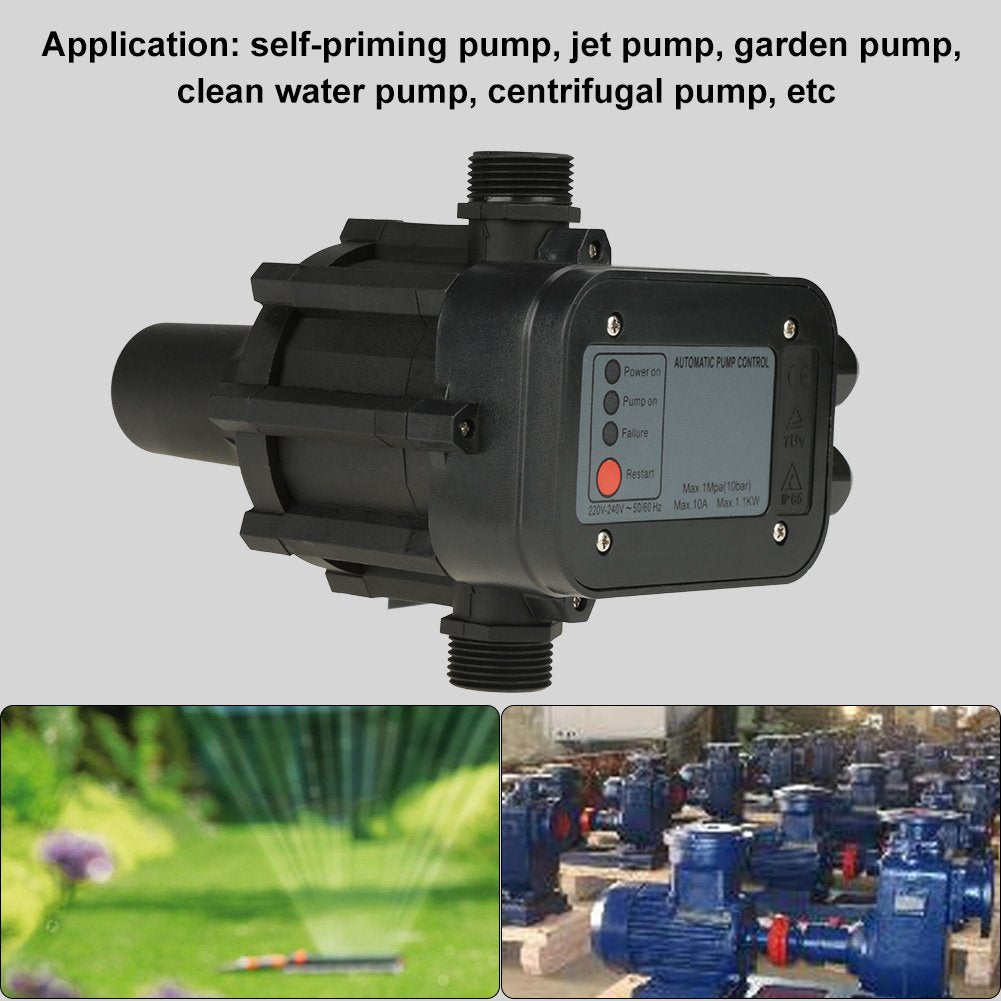 pressostat Pompe eau, Hilitand Self-Priming Water Pump Pressure Switch 220V Automatic Pressure Controller Black for Self-Priming Pump, Jet Pump,