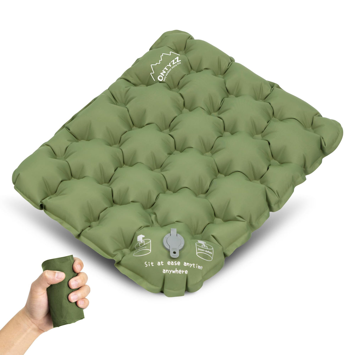 ONTYZZ Green Inflatable Seat Cushion Lightweight Stadium Seat Pad Waterproof Air Cushion for Stadium Hiking Office Airplane