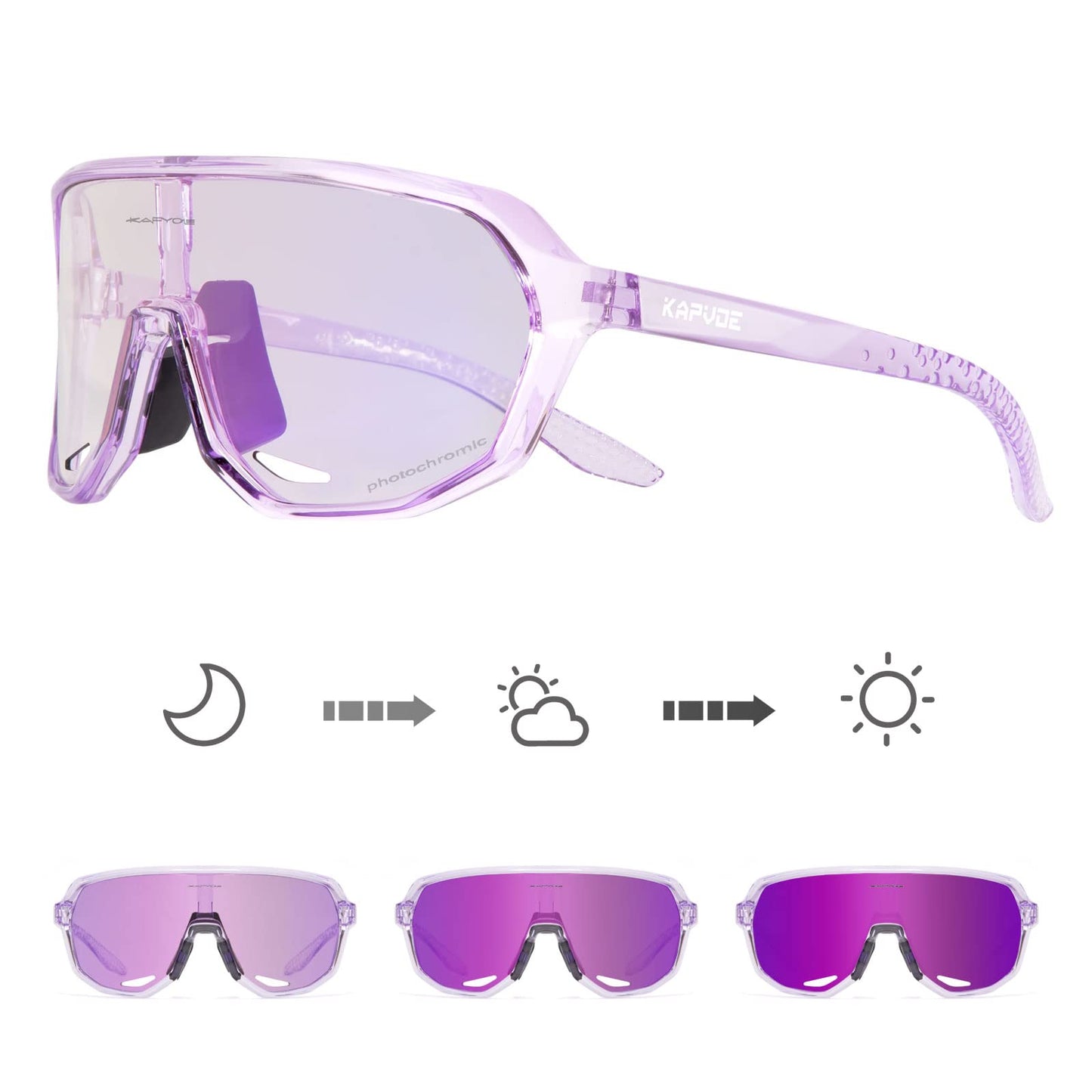 KAPVOE Photochromic Cycling Glasses for Men Women Mountain Bike Sunglasses Sports Goggles for MTB Running Baseball UV Protection