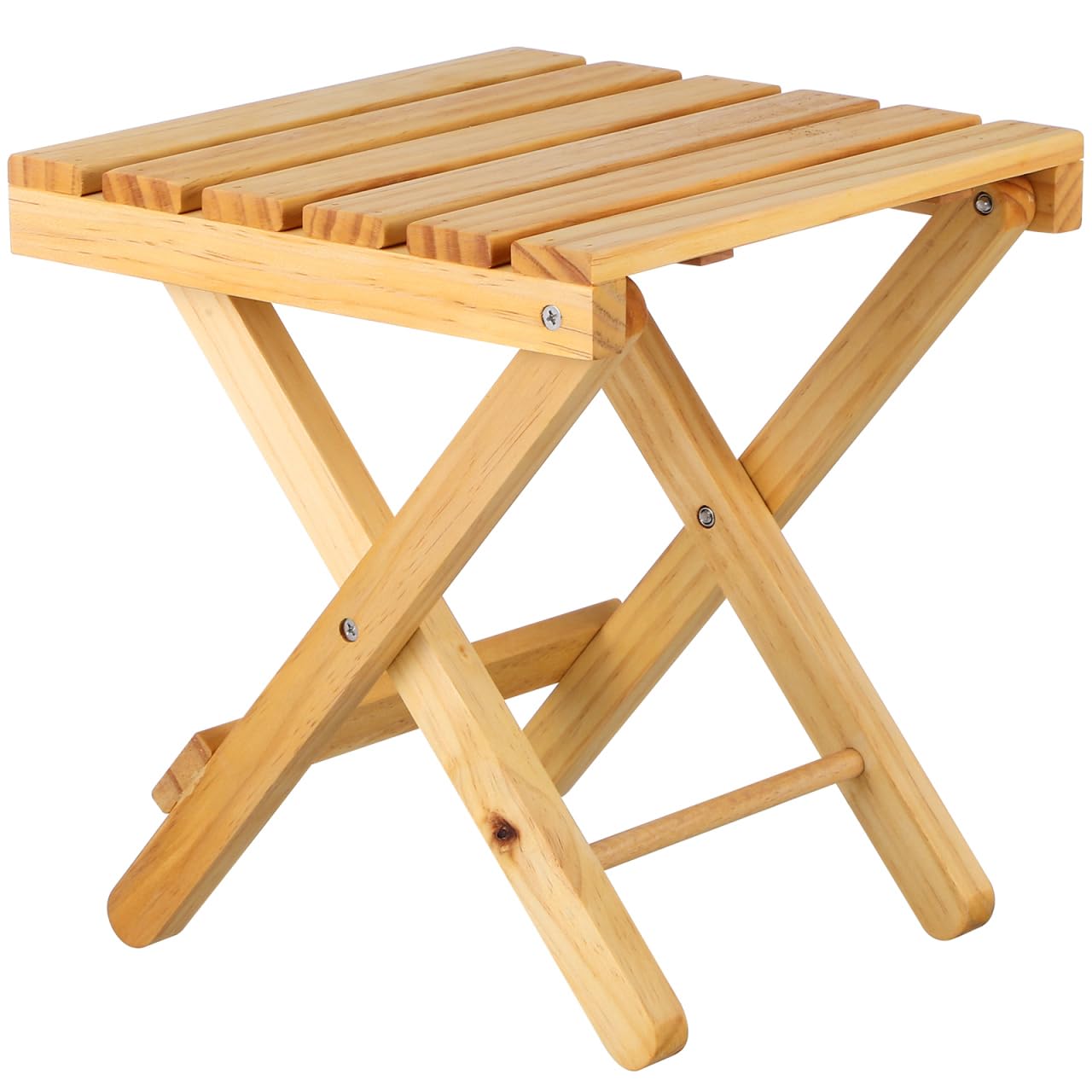Cabilock Wooden Folding Side Table, Small Portable Outdoor Picnic Table, Compact Garden Plant Stand Rack Square Wood Flower Stool Home Decor