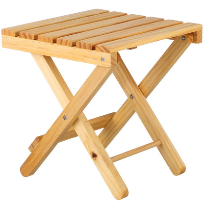 Cabilock Wooden Folding Side Table, Small Portable Outdoor Picnic Table, Compact Garden Plant Stand Rack Square Wood Flower Stool Home Decor