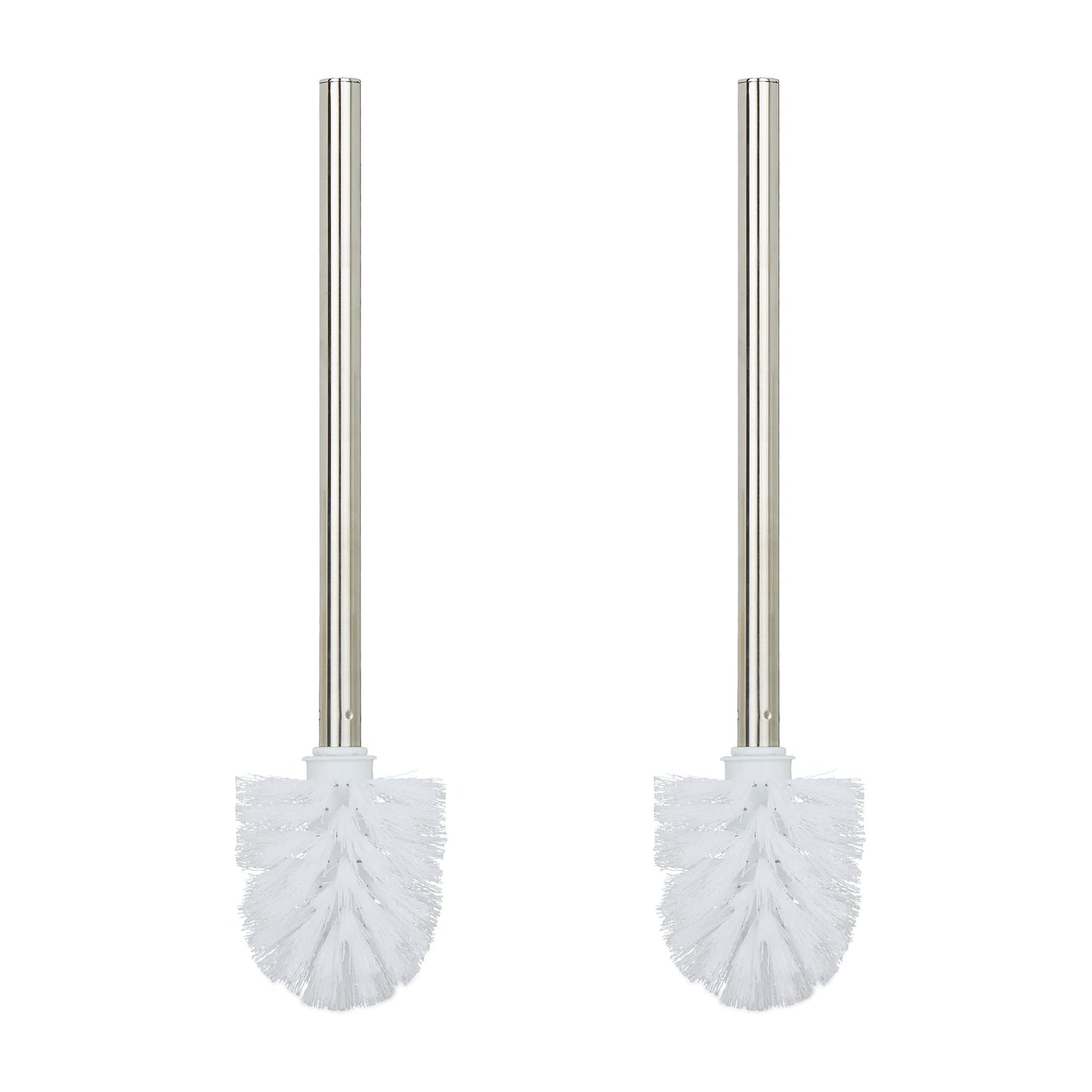 Relaxdays Toilet Brushes, Set of 2, Replacement, Removable Head, Stainless Steel Handle, H x diam. 35 x 8 cm, White
