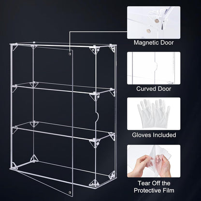 Dezzer 3 Tier Acrylic Display Case with Magnetic Door for Collectibles