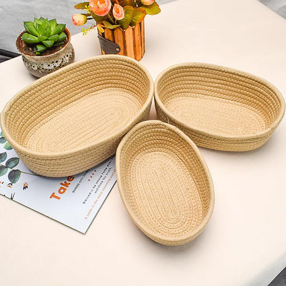 Cotton Rope Storage Baskets Set of 3 - Woven Storage Baskets for Organization, Available in White Grey Beige (Gray)