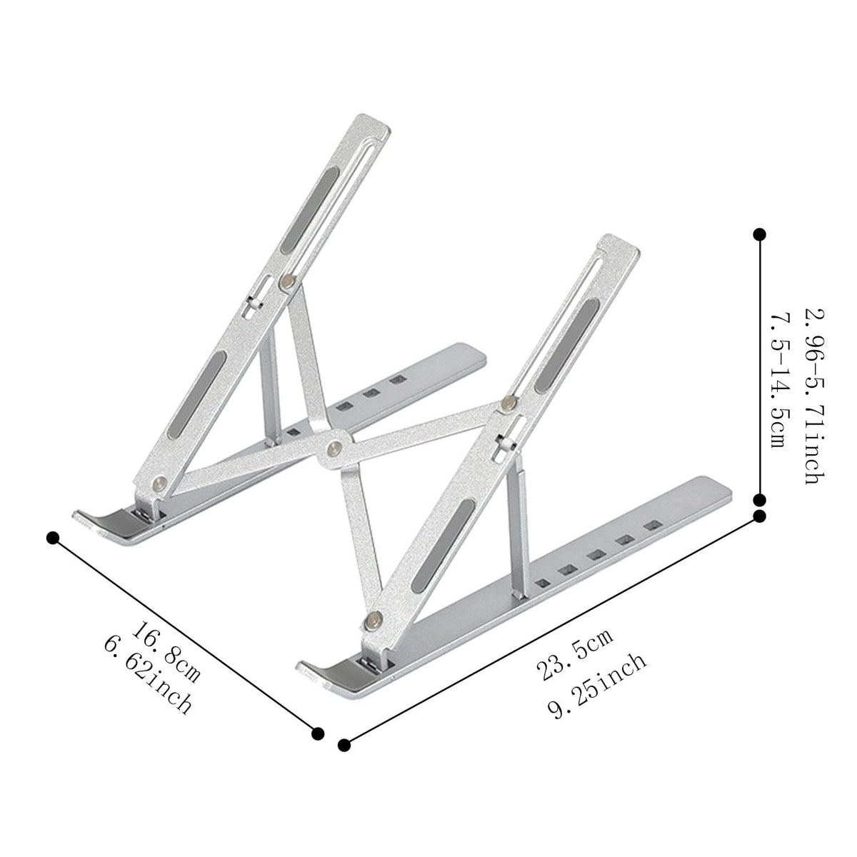 VPB Foldable Laptop Stand, Adjustable, Portable, Aluminium, Silver, 10-15.6 inch Laptops