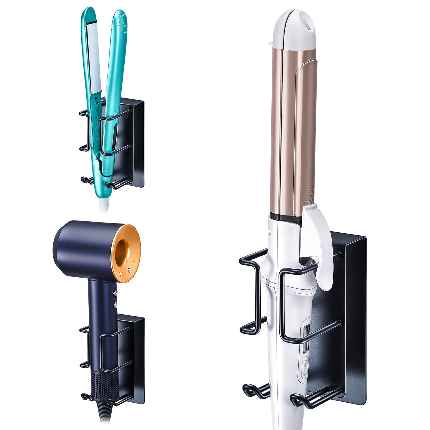 YYBO Hair Straightener Holder Wall Mount Holder for Curling Irons Styler Accessories Storage, Hairdryer holder Wall Mounted, Adhesive Hair Dryer and