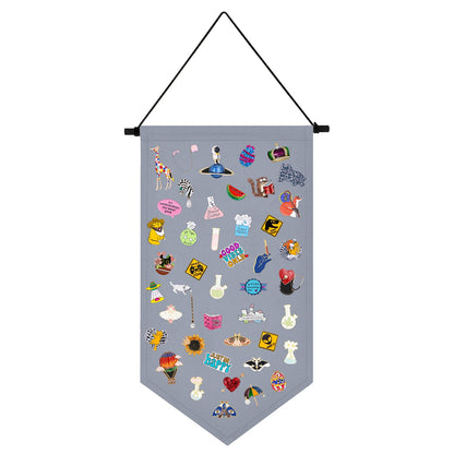 Kunyeah Wall Hanging Brooch Organizer Storage Case Colorful Canvas Pin Board Stand Enamel Pin Badge Hanging Holder Display Banner Earrings Collection