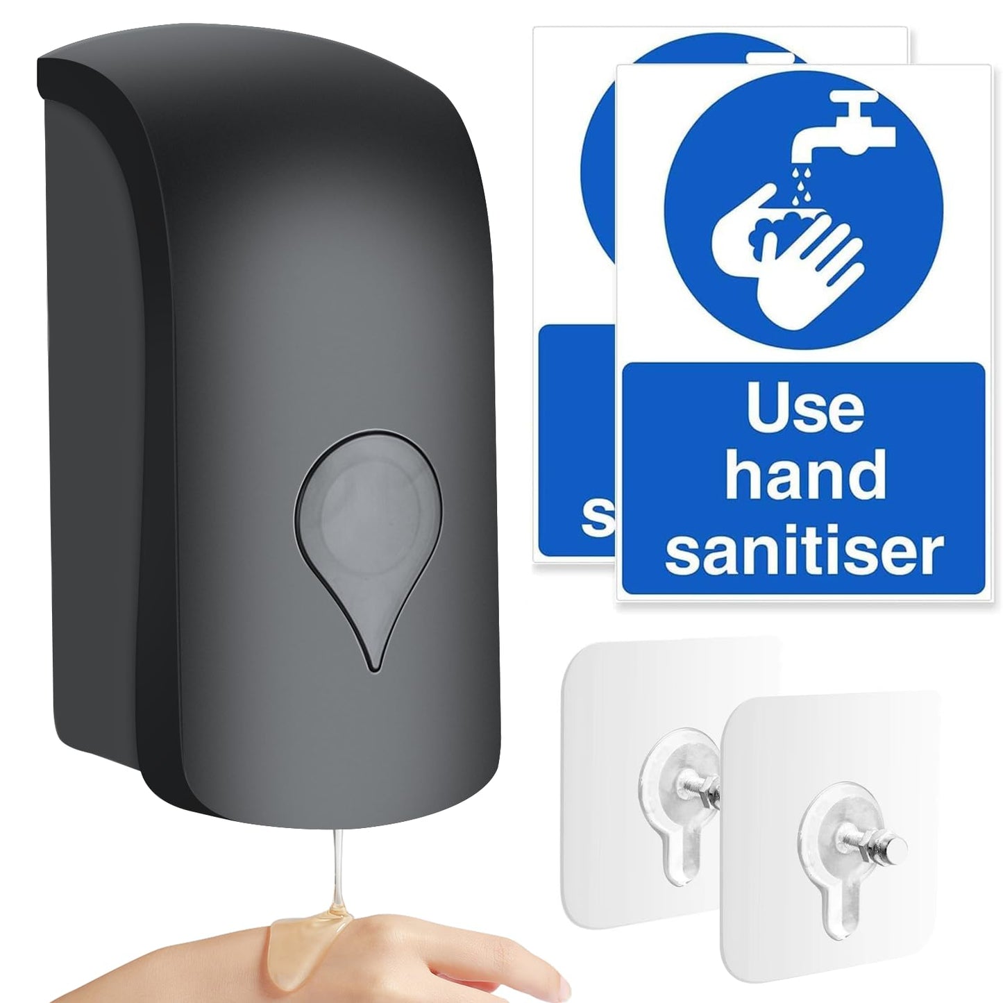 1000ML Soap Dispenser, Wall Mounted Liquid Soap Dispenser, Manual Gel Liquid Shampoo Detergent Container for Bathroom Kitchen Hotel School Office USE