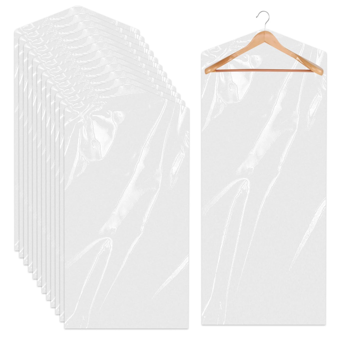 10 Pack Long Dress Covers 71 Inch Clear Garment Bags for Hanging Clothes Plastic Suit Bags Dry Cleaning Bags Hanging Dust-proof Garment Bags for Coat