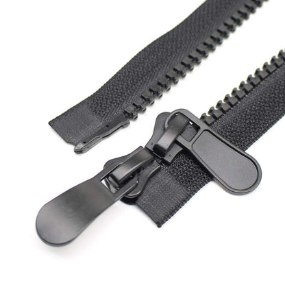 YaHoGa 150 cm #8 Zip Plastic 2 Way Separable Black Zip for Coat Jackets (RZTW 150 cm)