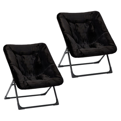 Mordchil EU Comfy Saucer Chair for Adults, Set of 2, Soft Faux Fur Bedroom Chair, Accent Dorm Chairs, Flexible Living Room Reading Chairs