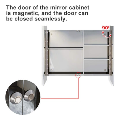 ELEGANT 800x600mm Bathroom Cabinet with Mirror, Stainless Steel
