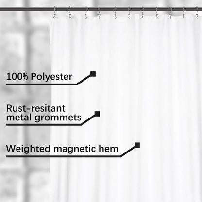 N&Y HOME Extra Wide Extra Long Fabric Shower Curtain Liner 108 x 84 inch, Hotel Quality, Washable, White Spa Bathroom Curtains with Grommets, 108x84