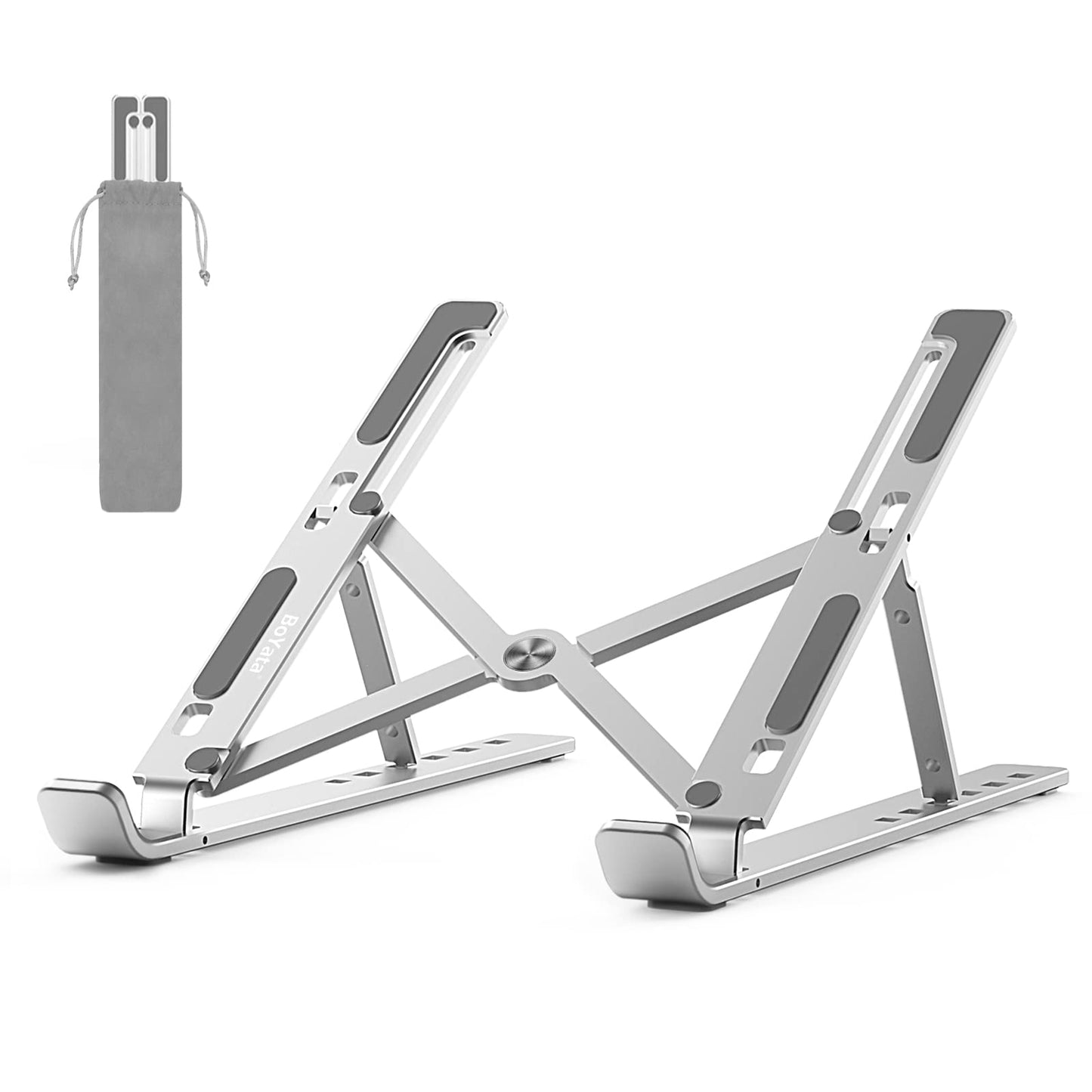 BoYata Laptop Stand, 6-Level Height Adjustable Portable Laptop Riser,Silver