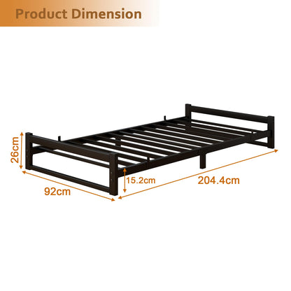 VECOCHO Bed 90 x 200 cm with metal slatted frame, bed frame 90 x 200 - 16 cm height floor bed, metal bed 90 x 200 cm bed frame
