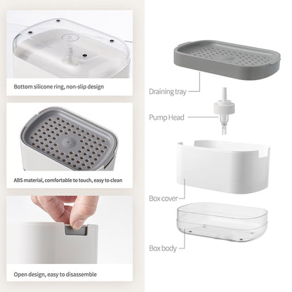 Dish Soap Dispenser, RUFCRIL 300ml Kitchen Soap Pump Dispenser with Sponge Included, White