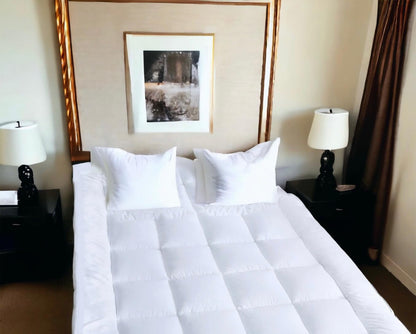 VL Mattress Topper Super King Size 10cm Thick Microfiber Quilted Fluffy and Soft Mattress Protector with Strong Corner Straps for Firm Grip WHITE