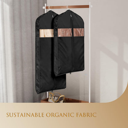 Univivi Super Soft Satin Hanging Garment Bags 60in Dress Bags 2 Pack Black